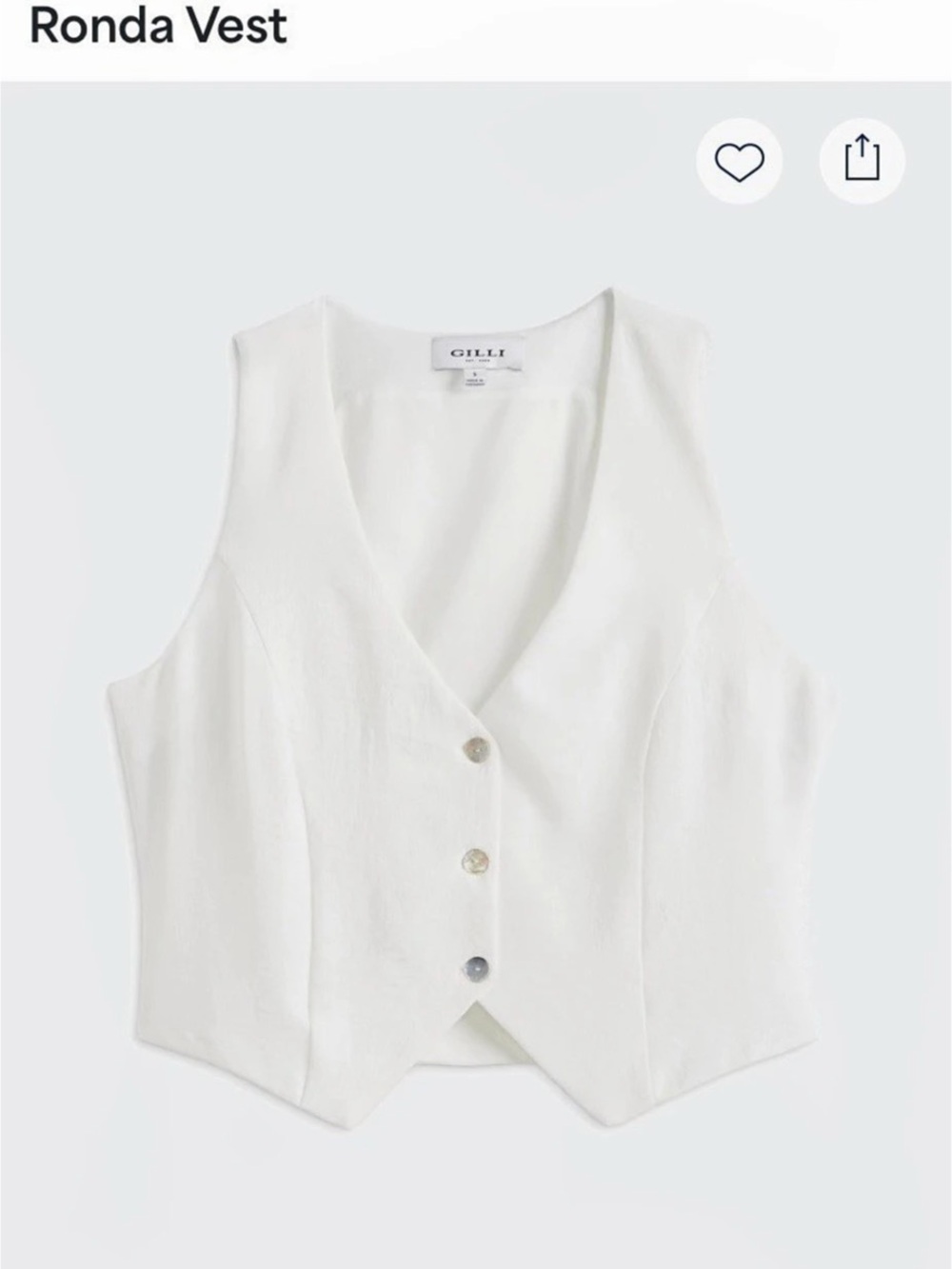 Gilli Ronda white Vest Size Small Like New
